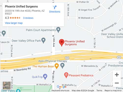 Get Directions From Your Location to Phoenix Unified Surgeons in Phoenix, AZ